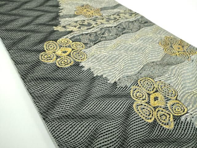 平和屋着物●六通柄袋帯 花鳥文 金銀糸 正絹 ps