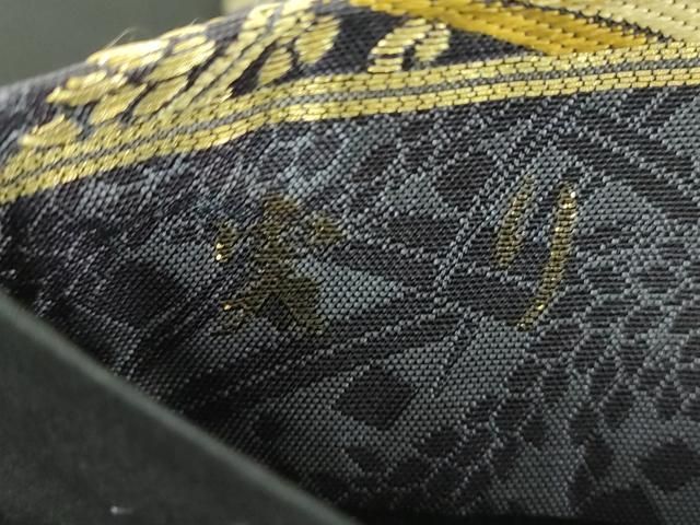  平和屋着物●六通柄袋帯 唐織 実り 稲穂に雀 金糸 正絹 ♥ ps 袋帯 帯