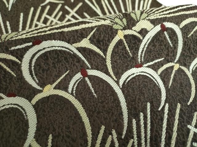  平和屋着物●六通柄袋帯 円相鶴 若松葉 正絹 ps 袋帯 帯