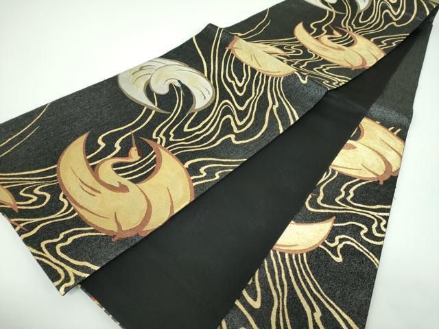 平和屋着物○世界的友禅作家 千地泰弘 六通柄袋帯 千地天女 砂金織 鶴