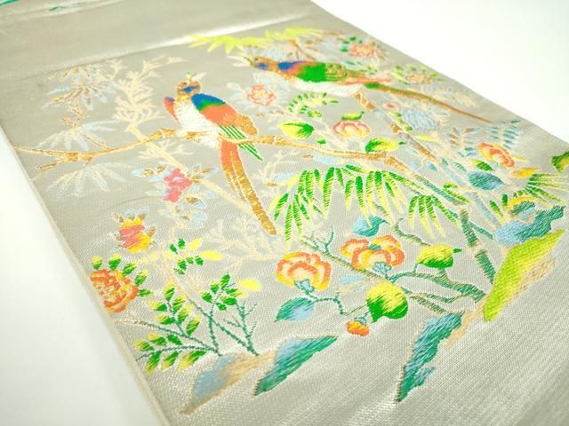 平和屋着物●六通柄 本袋帯 唐織 花鳥文九谷 金銀糸 正絹 ps