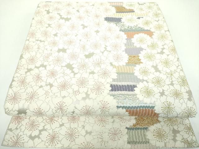 平和屋着物●六通柄袋帯 唐織 桜尽くし 金銀糸 正絹 ps