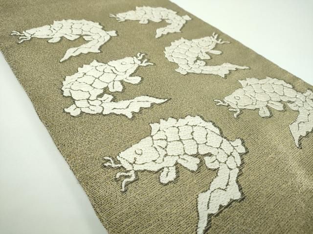 平和屋着物●六通柄袋帯 唐織 名物裂 荒磯 金糸 正絹 ps