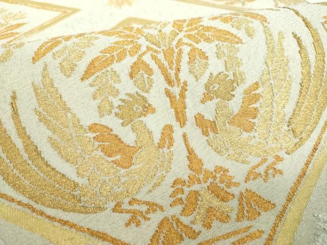 太鼓柄袋帯 樹下双鳥花菱文