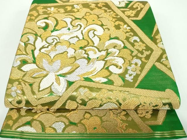 平和屋着物○西陣 川島織物 全通柄袋帯 唐織 亀甲更紗花文 金銀糸
