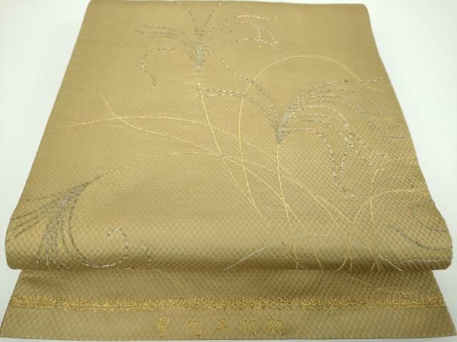 平和屋着物●龍村平蔵製 丸帯 いとすすき錦 金銀糸 正絹 ps