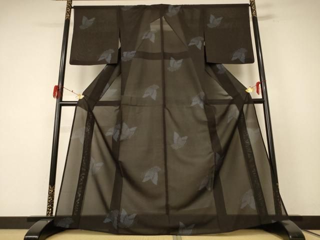 平和屋着物＊夏物 本場大島紬 夏大島 160亀甲 舞蝶文 正絹 逸品