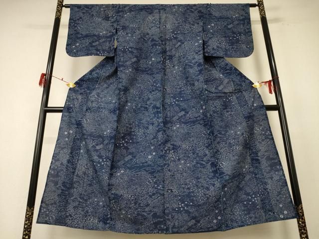 平和屋着物＊夏物 小紋 絽 吉祥草花文 jd