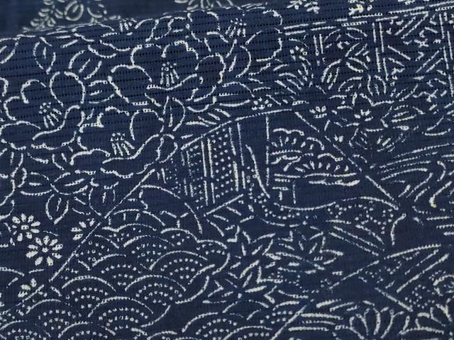  平和屋着物＊夏物 小紋 絽 吉祥草花文 jd 小紋 着物