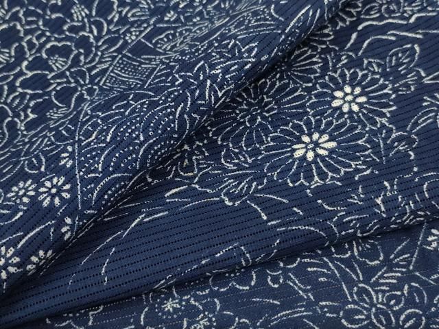 平和屋着物＊夏物 小紋 絽 吉祥草花文 jd