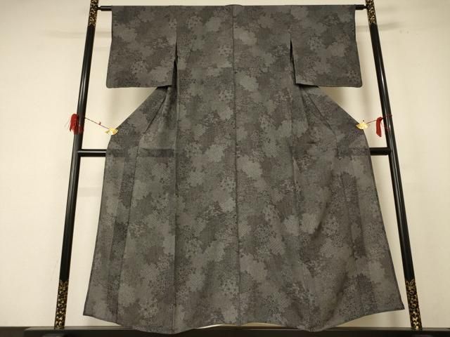 平和屋着物＊夏物 江戸小紋 縦絽 寄せ小紋柄 正絹 逸品 AABF1656jd