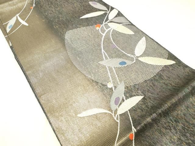 平和屋着物▽六通柄袋帯 スリーシーズン 春夏秋 枝葉文 金銀糸 引箔 正絹 cm