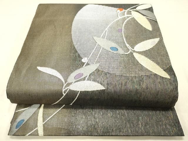 平和屋着物▽六通柄袋帯 スリーシーズン 春夏秋 枝葉文 金銀糸 引箔 正絹 cm