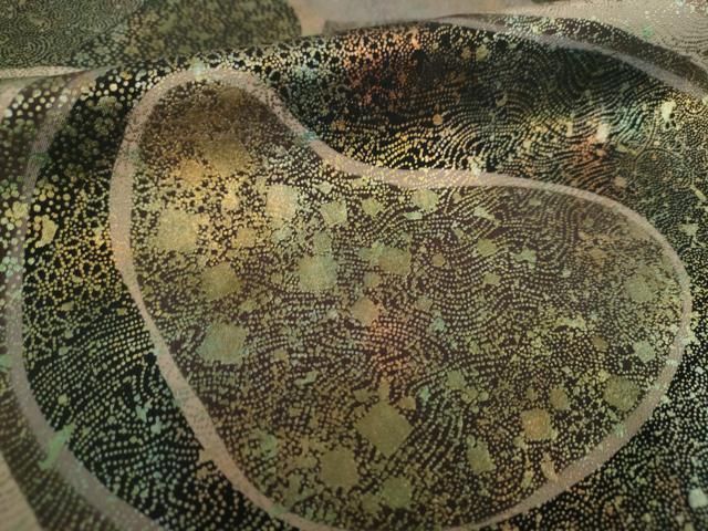 平和屋着物○伝統工芸品 伊那紬 手織り 全通柄袋帯 手織り 霞文 金彩