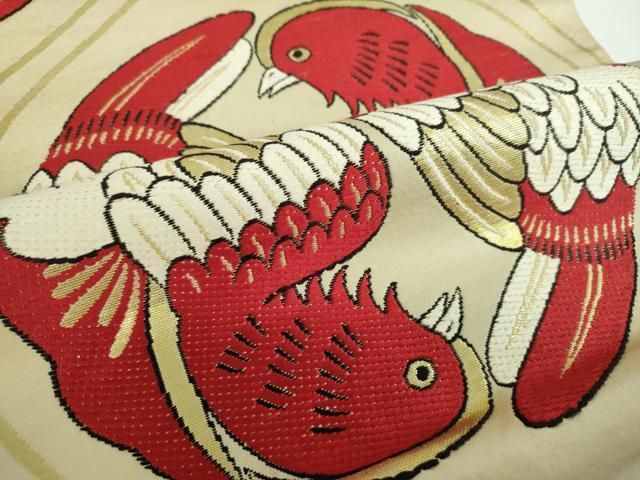 立涌鸚鵡文 金銀糸