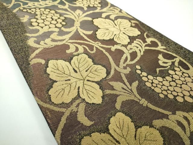 平和屋着物● 上 西陣 じゅらく謹製 六通柄袋帯 金華山織 葡萄唐草 金糸 やまと誂製 正絹 ♥ ps