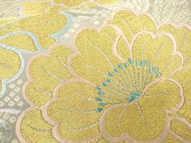 平和屋着物▽六通柄袋帯 唐織 流水花文 金銀糸 鈴乃屋扱い 正絹 逸品