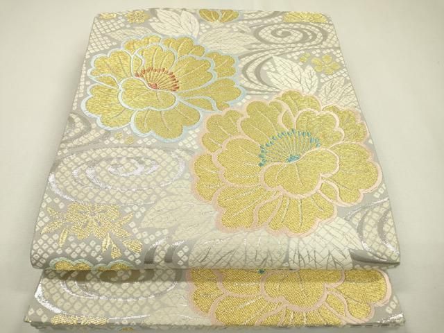 平和屋着物▽六通柄袋帯 唐織 流水花文 金銀糸 鈴乃屋扱い 正絹 逸品