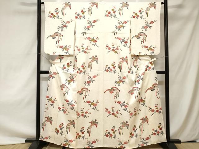 平和屋着物□上質な小紋 型染め 鳳凰枝花文 正絹 逸品 CAAZ5652ev