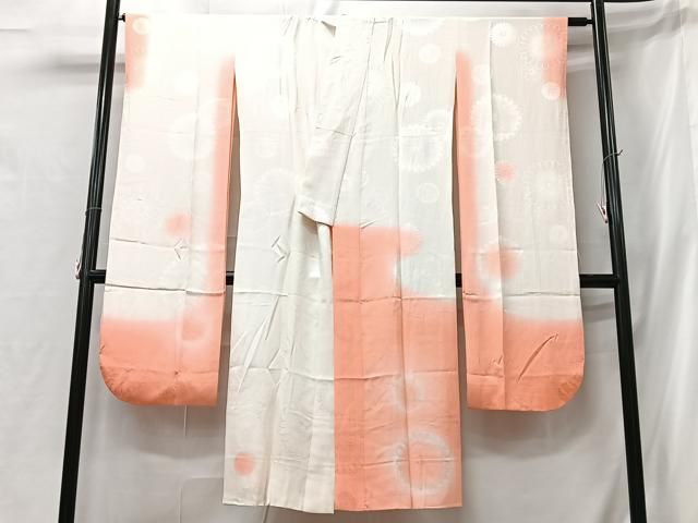 平和屋着物□振袖用長襦袢 袷 菊地紋 暈し染め 正絹 逸品 CABB2888xe