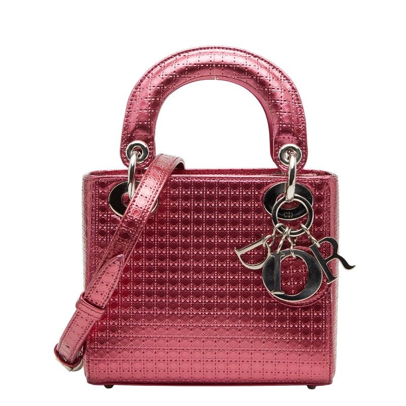 ディオール マイクロカナージュ レディディオール ミニ ハンドバッグ ショルダーバッグ 2 WAY ピンク パテントレザー レディース Dior 1 0246079