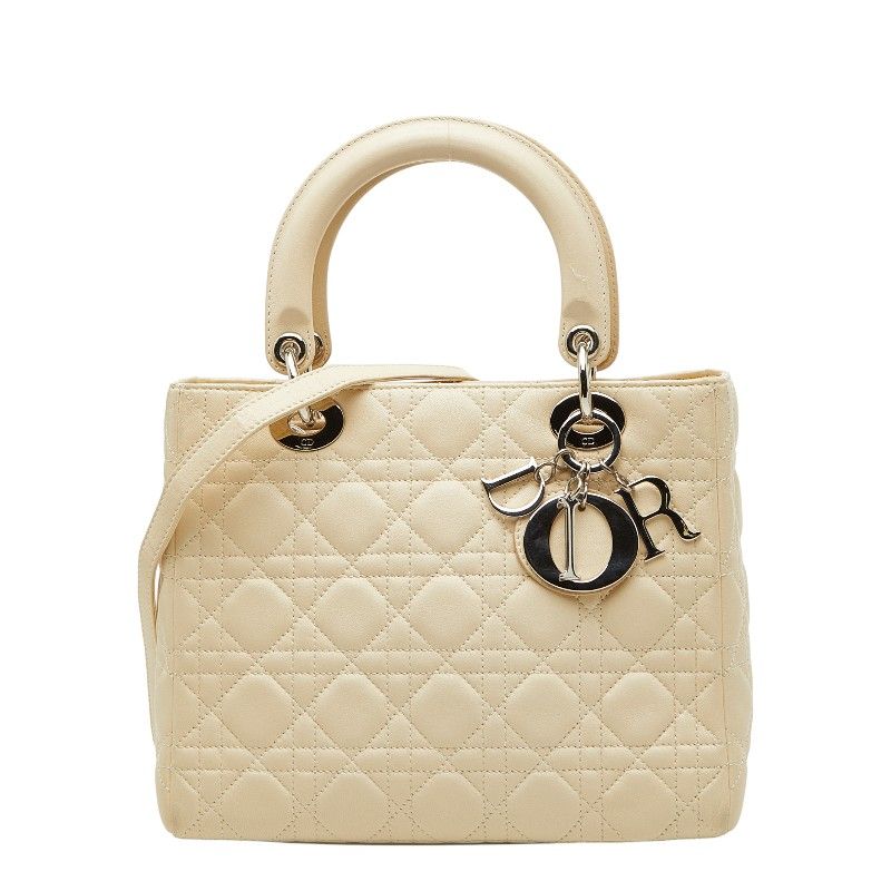 ディオール カナージュ レディディオール ミディアム ハンドバッグ ショルダーバッグ 2 WAY ホワイト レザー レディース Dior 1 0246086