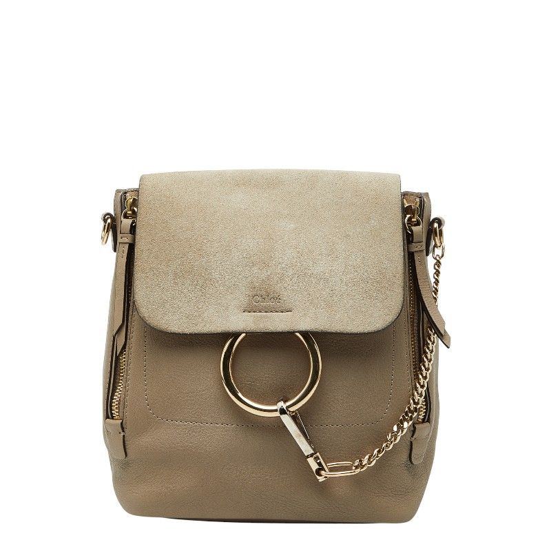 クロエ フェイ リュック バックパック ハンドバッグ 2 WAY グレージュ レザー スウェード レディース Chloe 1 0246928