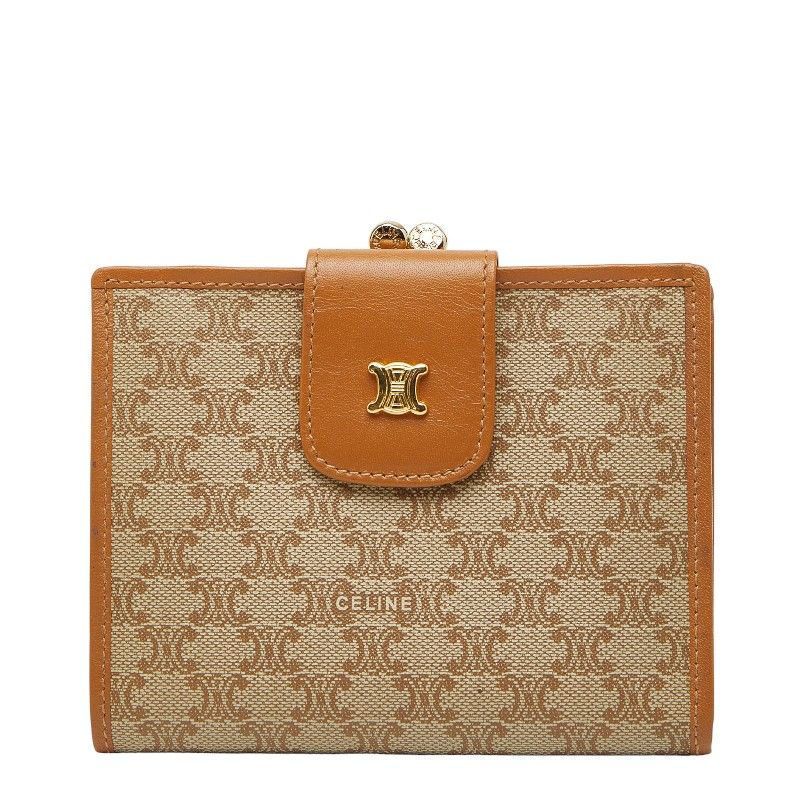 セリーヌ マカダム ブラウン ベージュ PVC レザー レディース CELINE