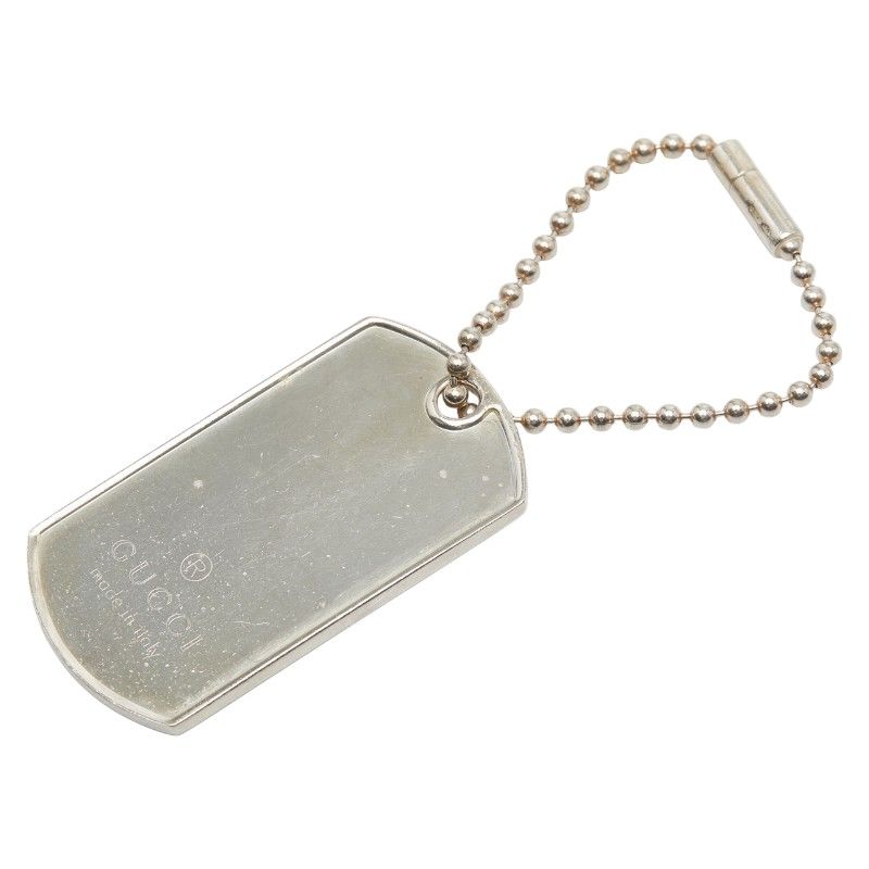 グッチ プレート ドッグタグ キーホルダー チャーム SV 925 シルバー レディース GUCCI 1 0248137