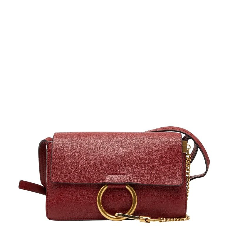 クロエ フェイ 斜め掛け ショルダーバッグ レッド レザー レディース