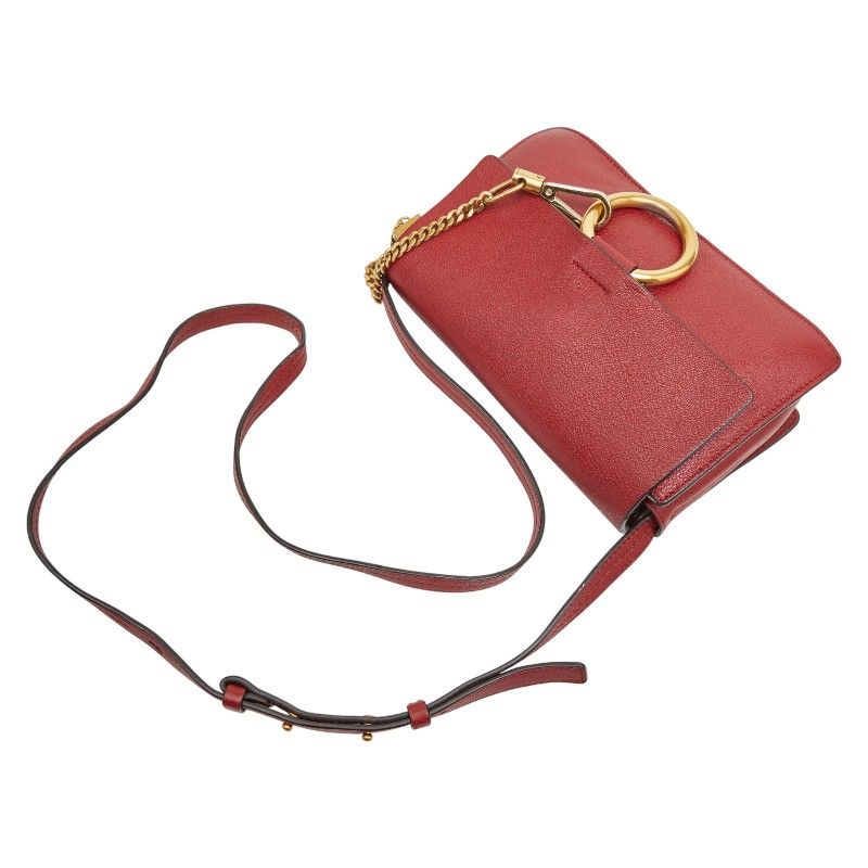 クロエ フェイ 斜め掛け ショルダーバッグ レッド レザー レディース