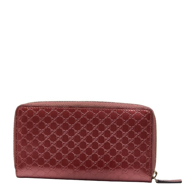 グッチ マイクログッチシマ リボン ハート ラウンドファスナー 長財布 307997 ピンク エナメル レディース GUCCI 1 0248539