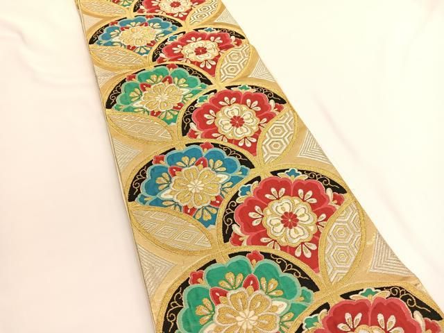 平和屋着物◎六通柄袋帯 唐織 七宝花文 金銀糸 正絹 逸品 BAAV9716hv