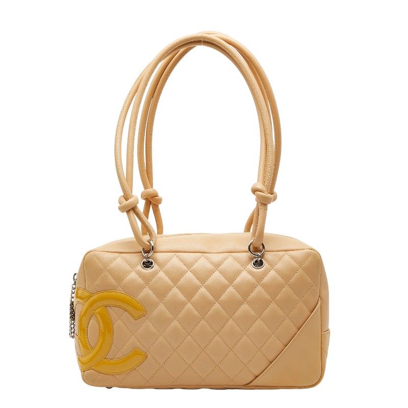 シャネル マトラッセ カンボン ハンドバッグ ボーリングバッグ 10番台 ベージュ レザー レディース CHANEL 1 0249910