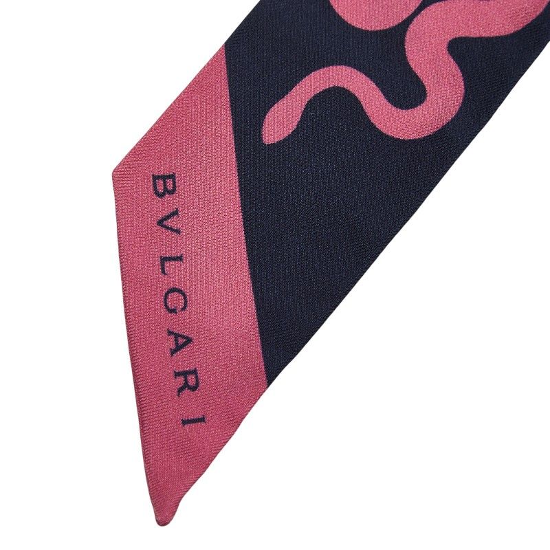 ブルガリ FRGMT 藤原ヒロシ コラボコレクション セルペンティ ネイビー ピンク シルク レディース BVLGARI 1 0249941