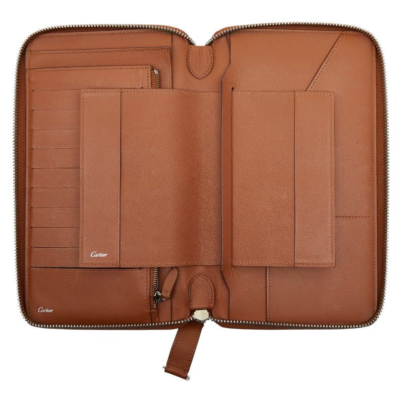 カルティエ ロゴ 長財布 トラベルケース オーガナイザー ブラウン