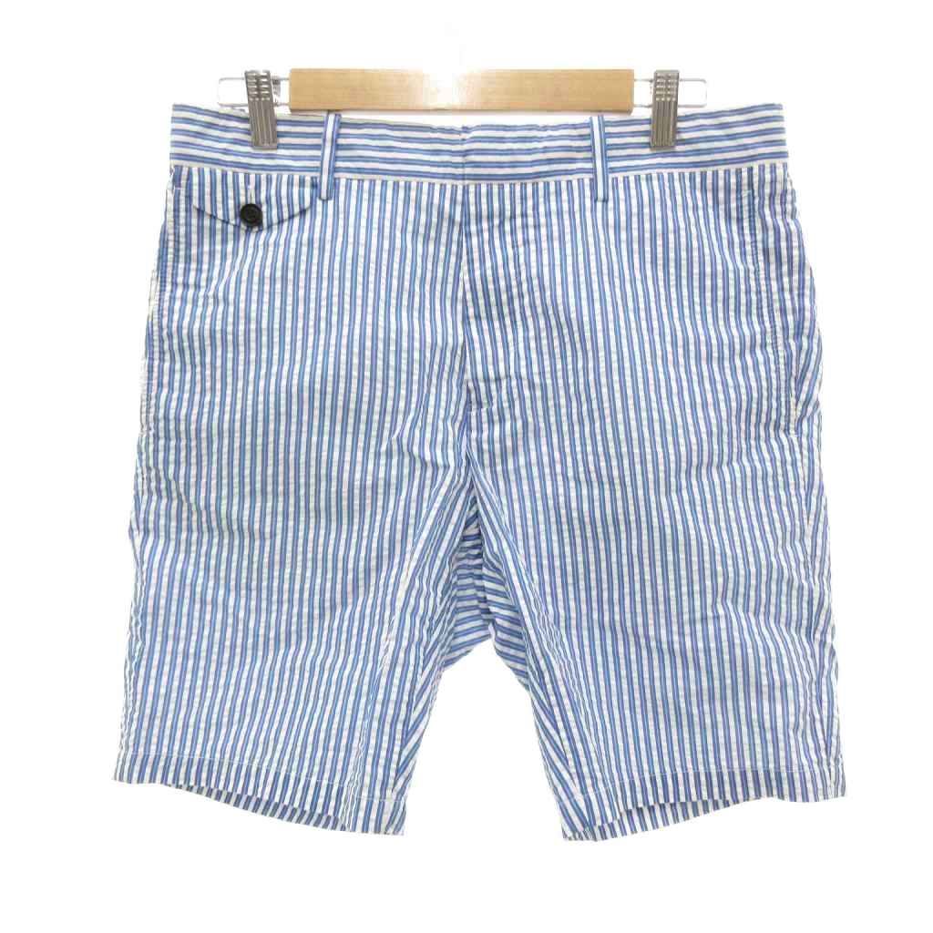 バーバリー ショートパンツ シアサッカー ストライプ 48 ライトブルー 白 ホワイト JS GY 61