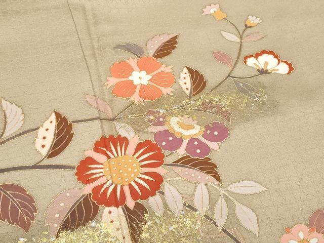 平和屋着物□訪問着 枝花文 金銀彩 正絹 逸品 未使用 CABA7972fb