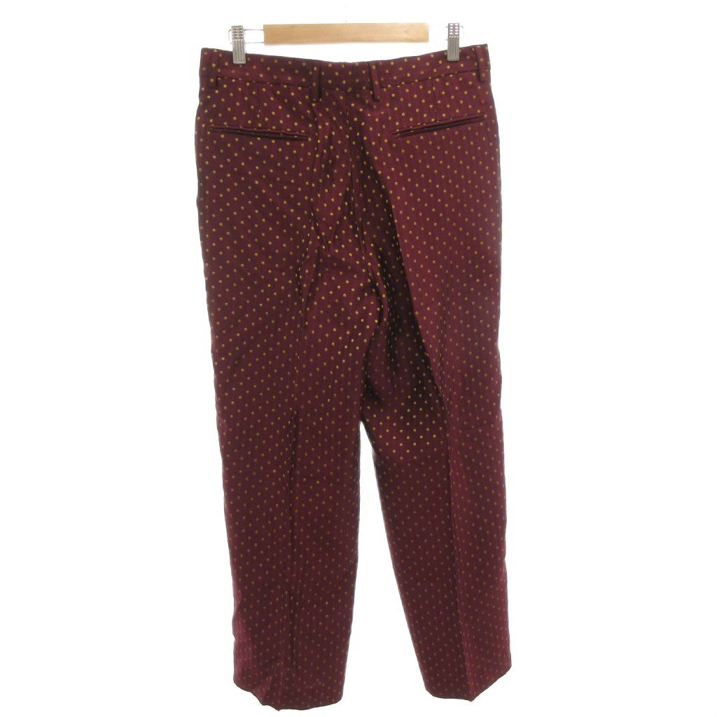 ドリスヴァンノッテン DRIES VAN NOTEN パンツ スラックス ストレート 38 赤 レッド ドット柄 光沢 FF GY 60