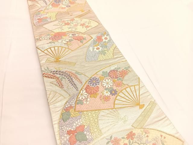 平和屋着物◎西陣 野々村織物謹製 六通柄袋帯 唐織 扇面花文 金銀糸