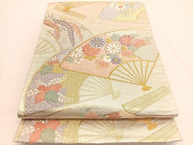 平和屋着物◎西陣 野々村織物謹製 六通柄袋帯 唐織 扇面花文 金銀糸