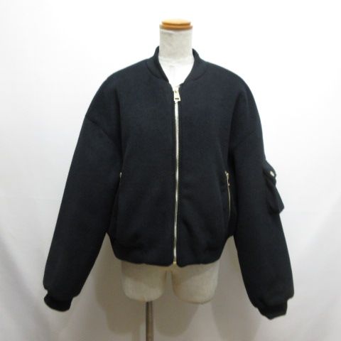 ザラ ZARA 美品 MA-1 中綿 ブルゾン ジャケット 起毛 XL 濃紺 ネイビー