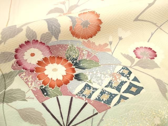 平和屋着物□訪問着 扇面花文 暈し染め 金銀彩 やまと誂製 正絹 逸品