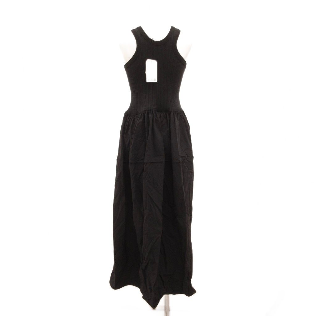 ヴェニット VENIT タグ付き ノースリーブワンピース ニット切替 ミモレ ロング 38 黒 ブラック JS GY 61