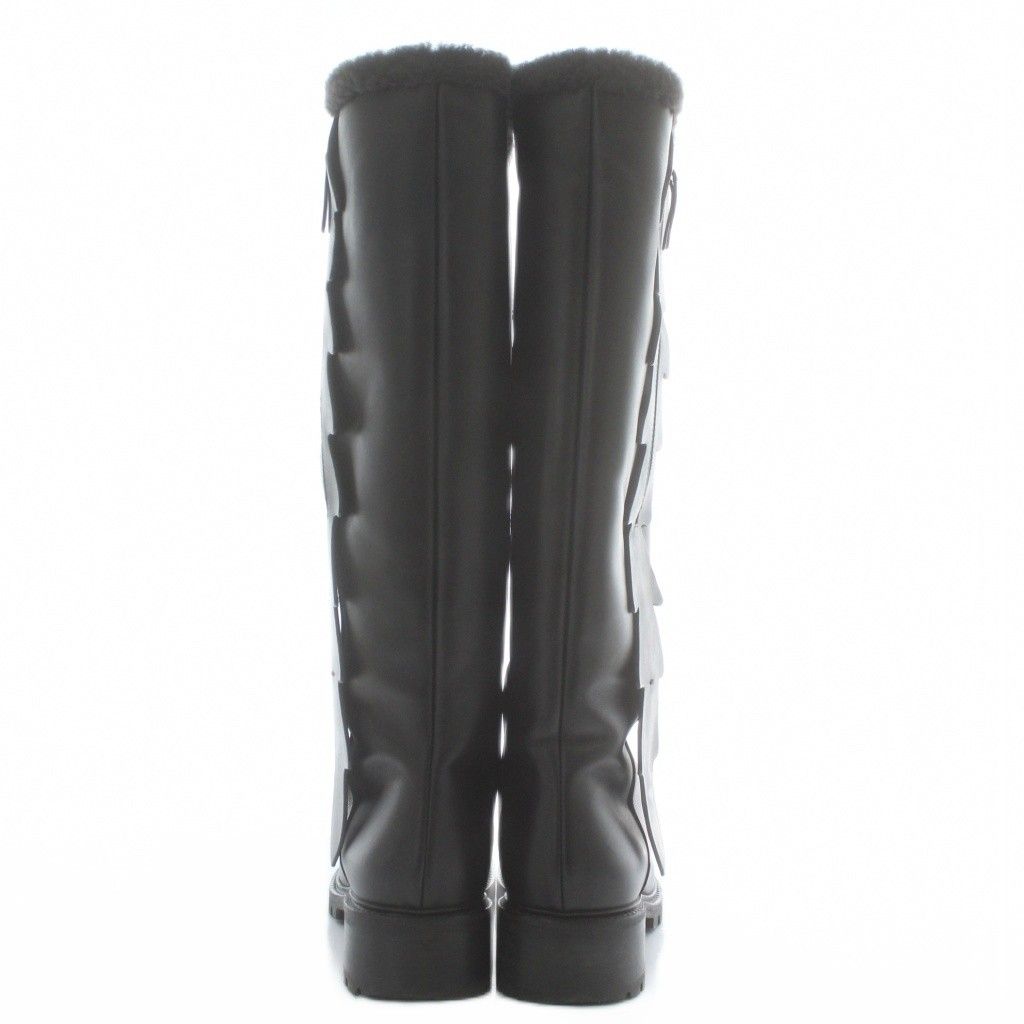 フェンディ FENDI ムートンブーツ レザー ボア ロング ラウンドトゥ