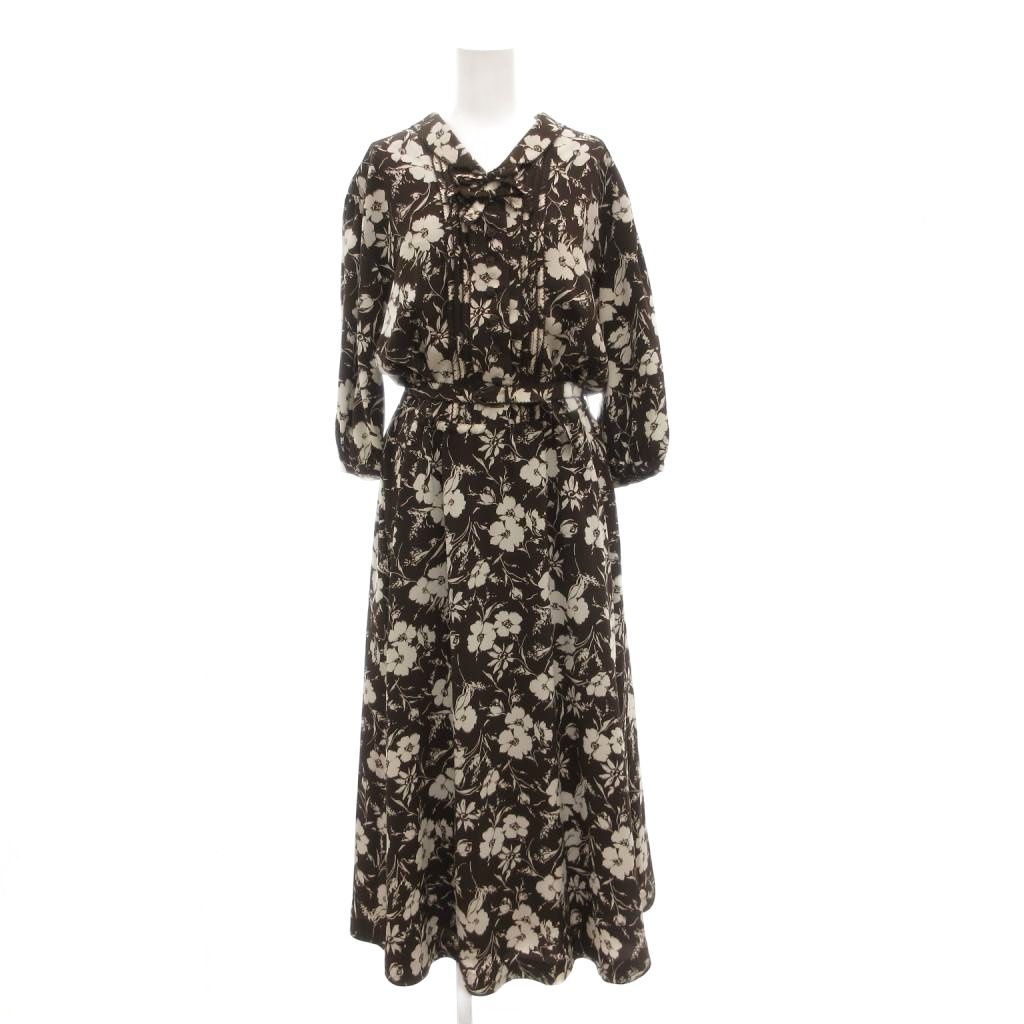 美品 インゲボルグ ロングワンピース 花柄 マキシ フレア ベルト パールボタン 美品 インゲボルグ ロングワンピース 花柄 マキシ フレア ベルト