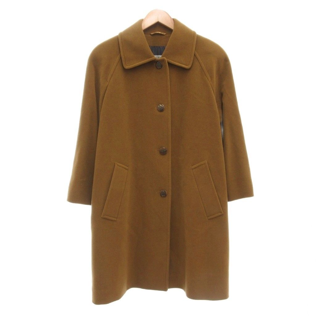 アクアスキュータム ステンカラーコート ロング丈 ウール 裏地チェック 茶 ブラウン AE GY 60