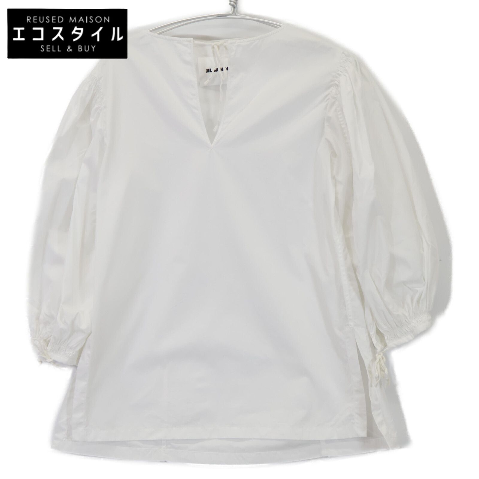 ジルサンダー JSPQ560305 ホワイト パフスリーブブラウス 34 JIL SANDER ジルサンダー JSPQ560305 ホワイト パフスリーブブラウス