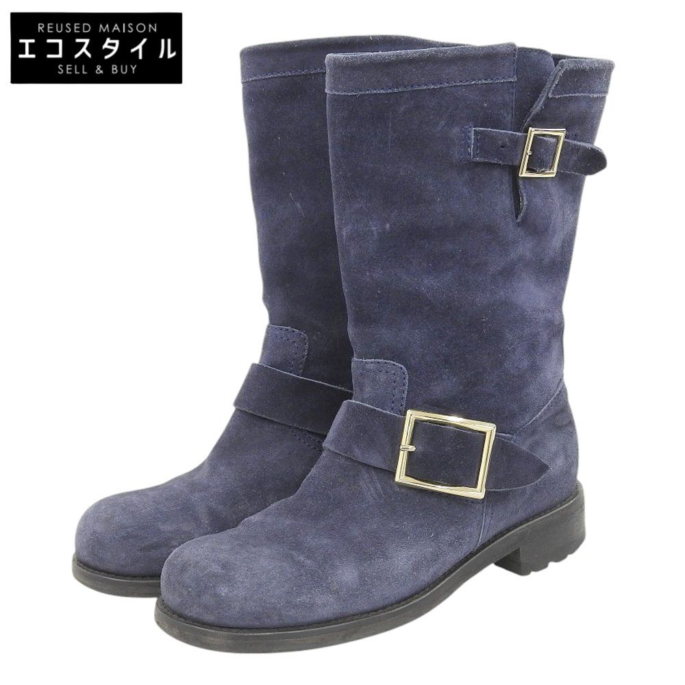 美品】✨JIMMY CHOO 24cm バイカーブーツ スエード 濃紺 37 JIMMY CHOO
