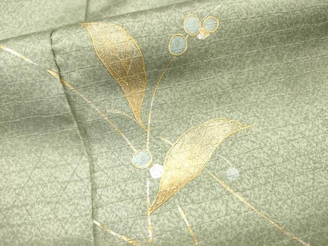 平和屋着物□訪問着 枝葉文 暈し染め 金彩 正絹 逸品 AABD1454ma